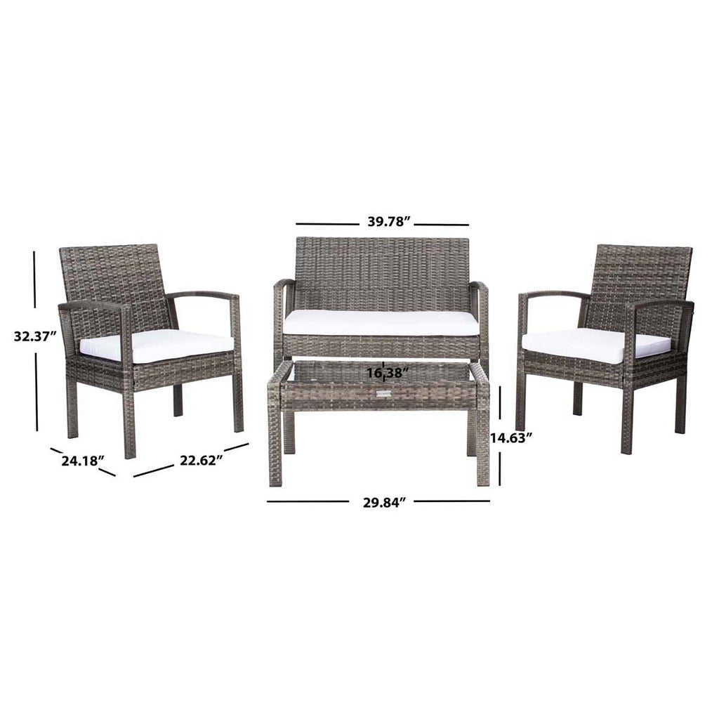 Safavieh Bassey 4 Piece Living Set - Grey Brown / White