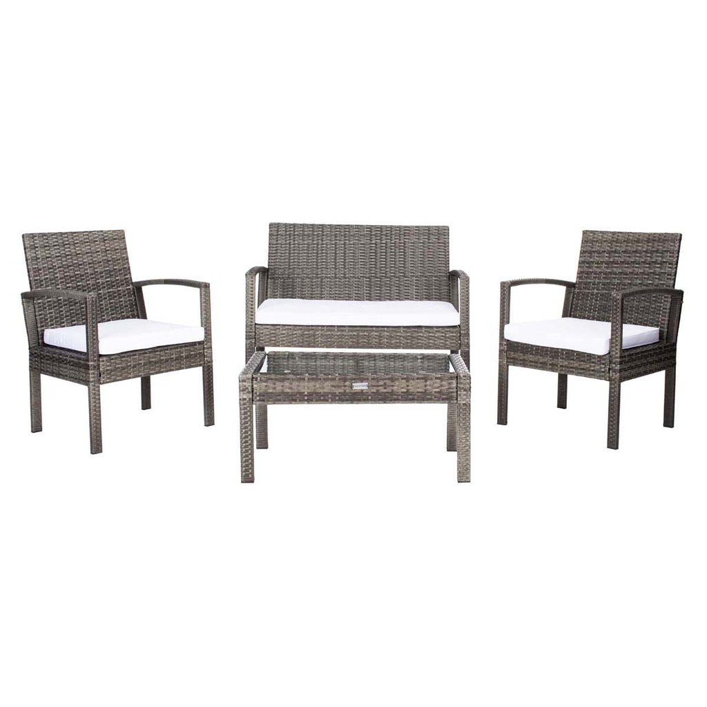 Safavieh Bassey 4 Piece Living Set - Grey Brown / White