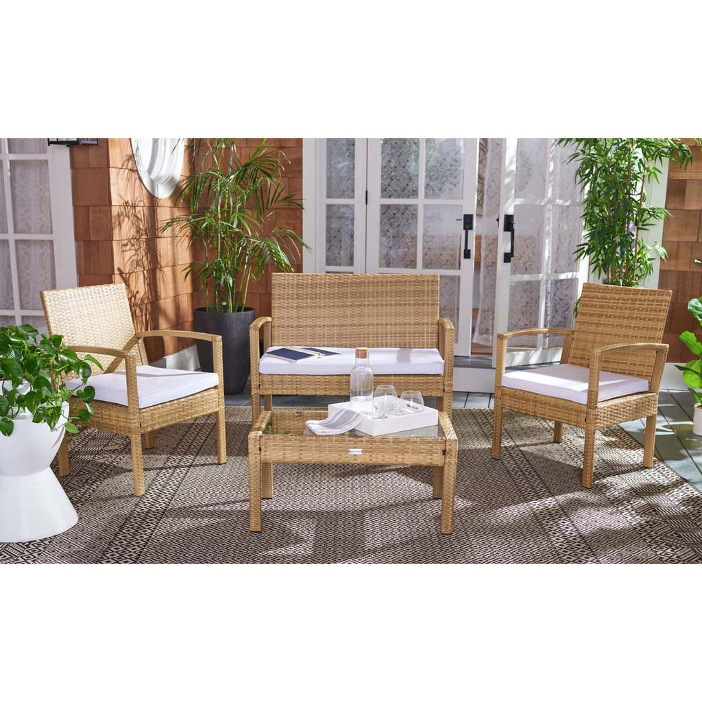 Safavieh Bassey 4 Piece Living Set - Natural / White