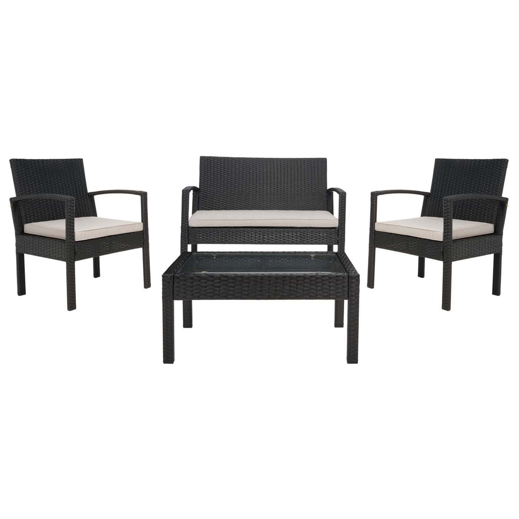 Safavieh Bassey 4Pc Living Set - Black / Light Grey