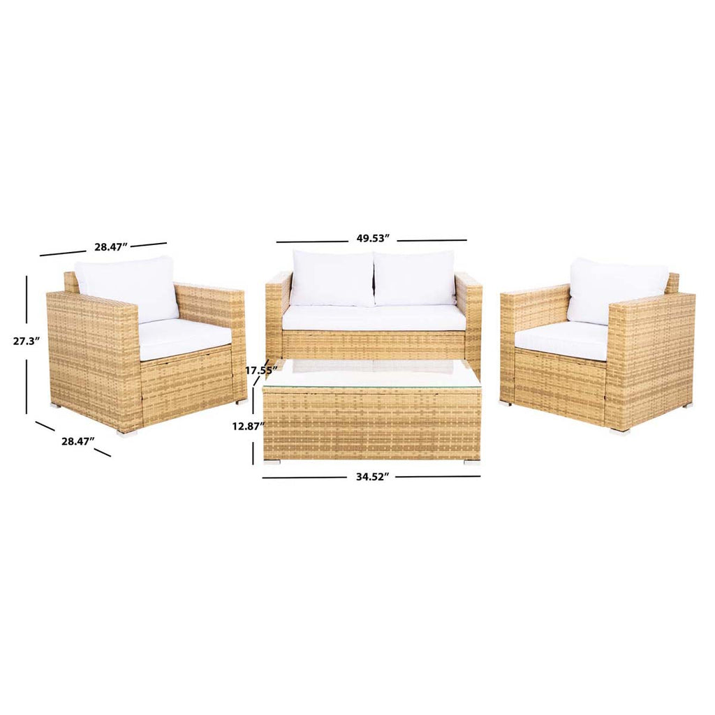 Safavieh Machie 4 Piece Living Set - Natural / White