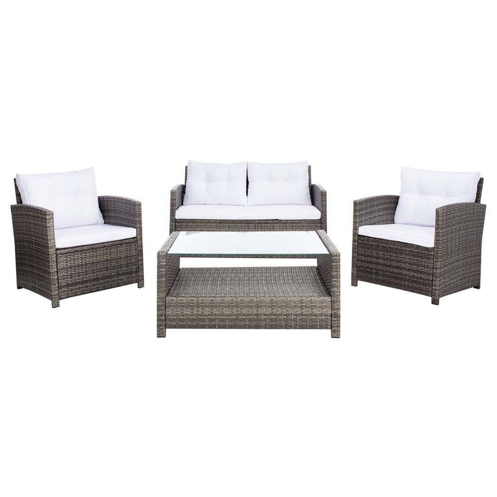 Safavieh Vellor 4 Piece Living Set - Grey Brown / White