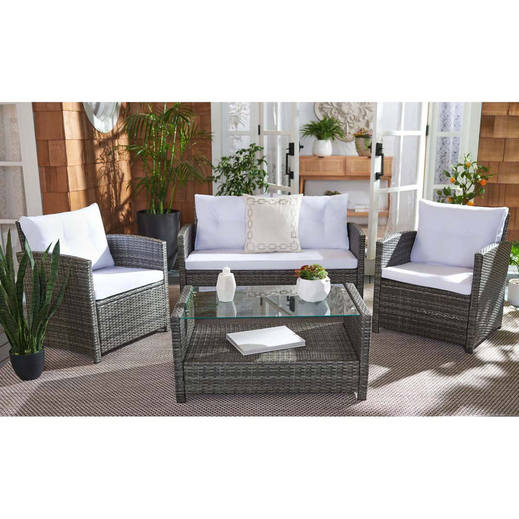 Safavieh Vellor 4 Piece Living Set - Grey Brown / White