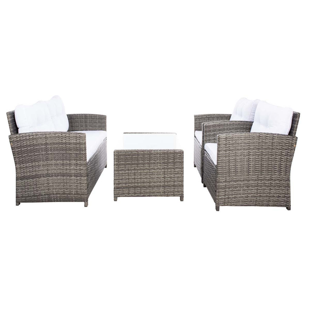 Safavieh Vellor 4 Piece Living Set - Grey Brown / White