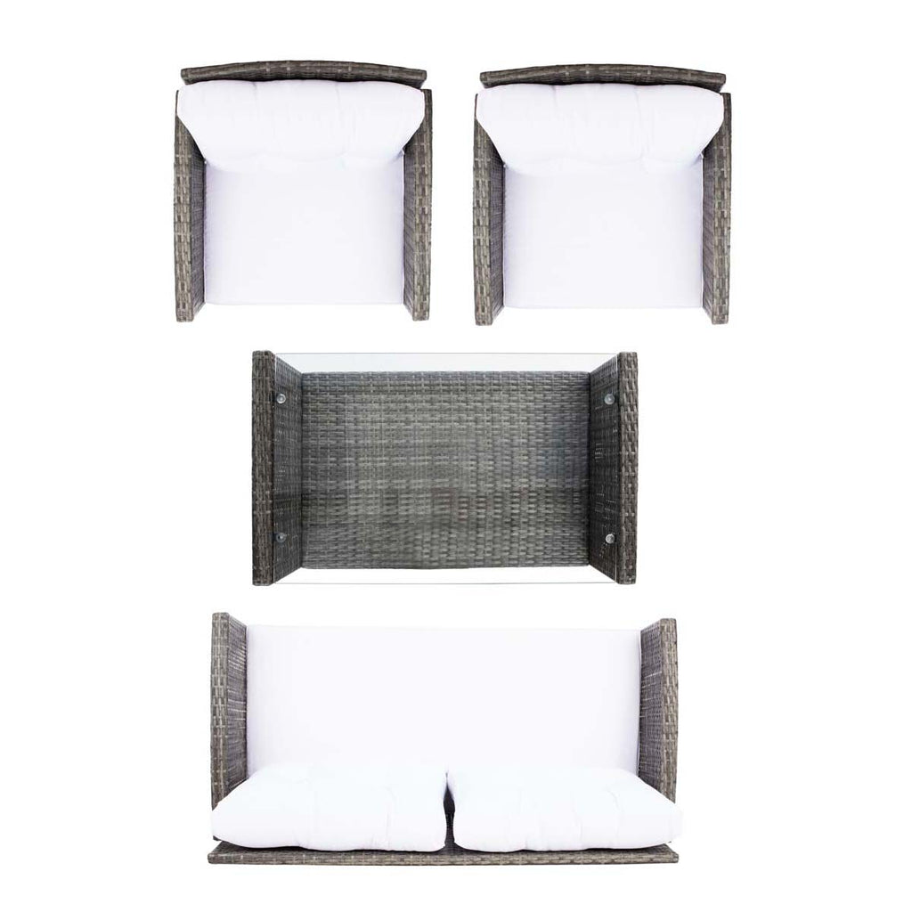 Safavieh Vellor 4 Piece Living Set - Grey Brown / White