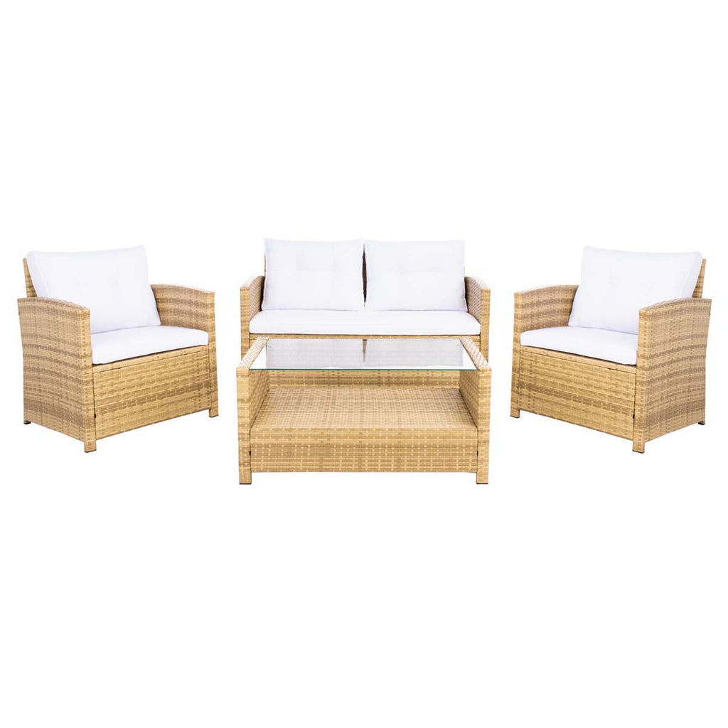 Safavieh Vellor 4 Piece Living Set - Natural / White