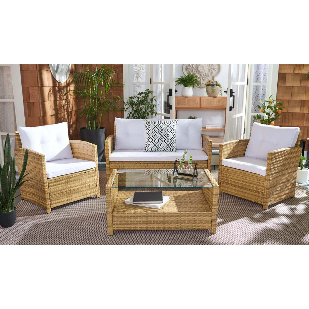 Safavieh Vellor 4 Piece Living Set - Natural / White