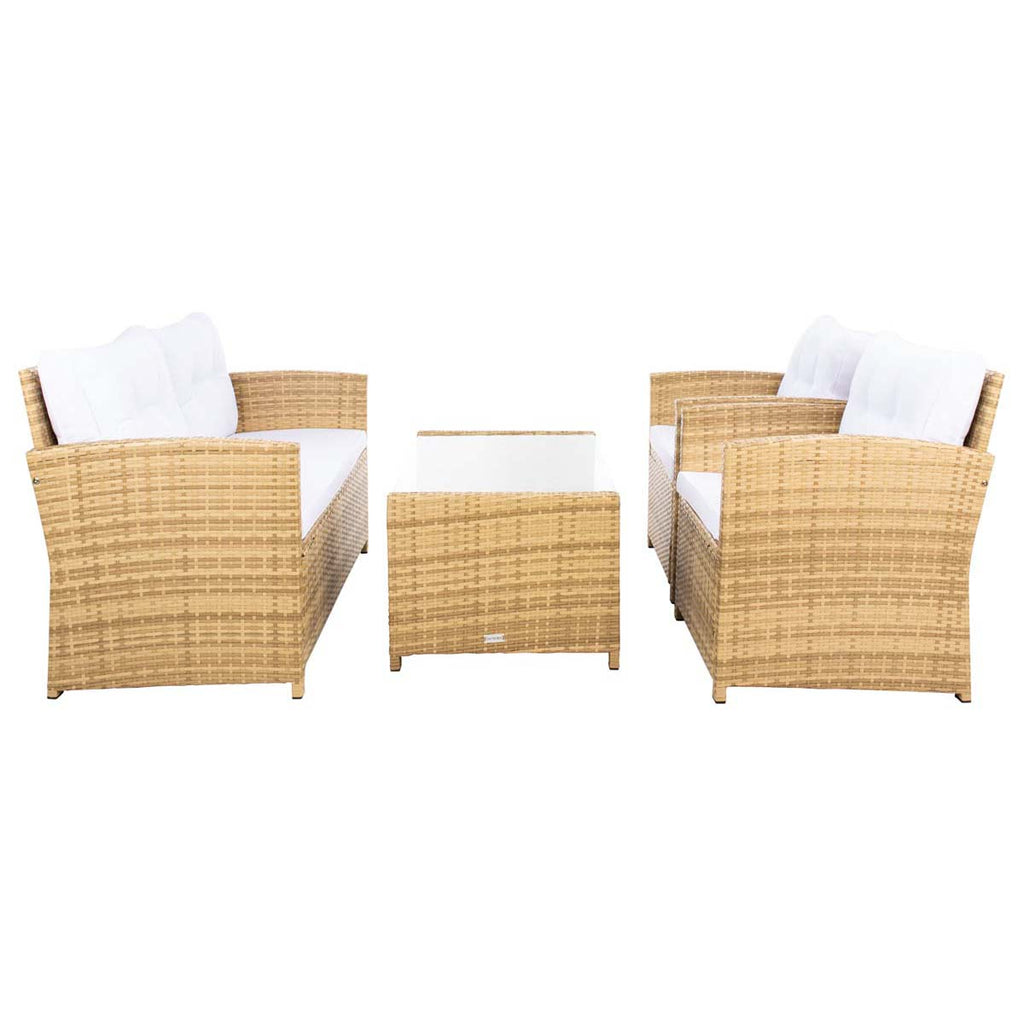 Safavieh Vellor 4 Piece Living Set - Natural / White