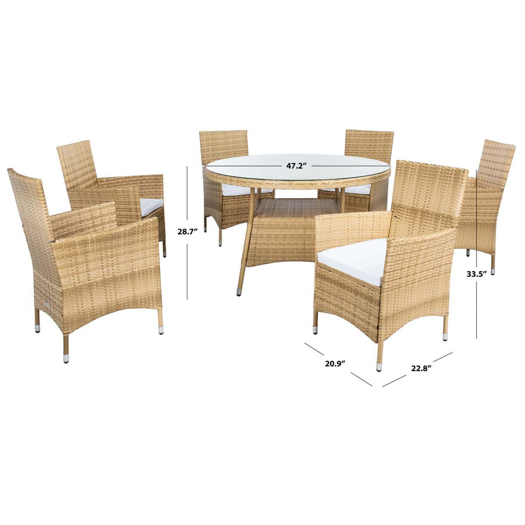 Safavieh Challe Dining Set - Natural / White