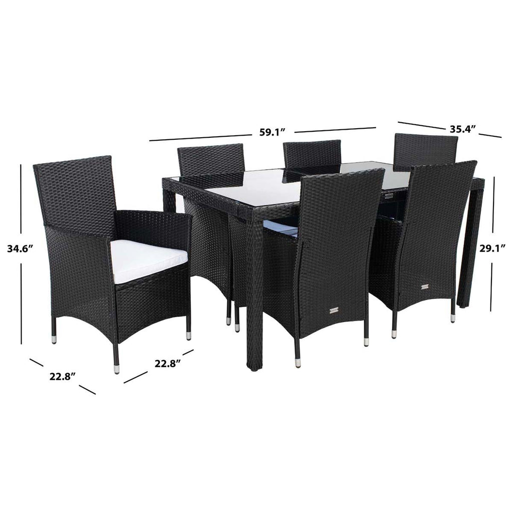 Safavieh Jolin 7 Pc Dining Set - Black / White