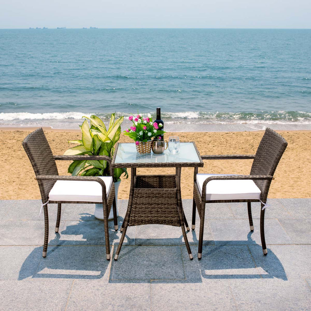 Safavieh Laban Bistro Set - Grey Brown / White