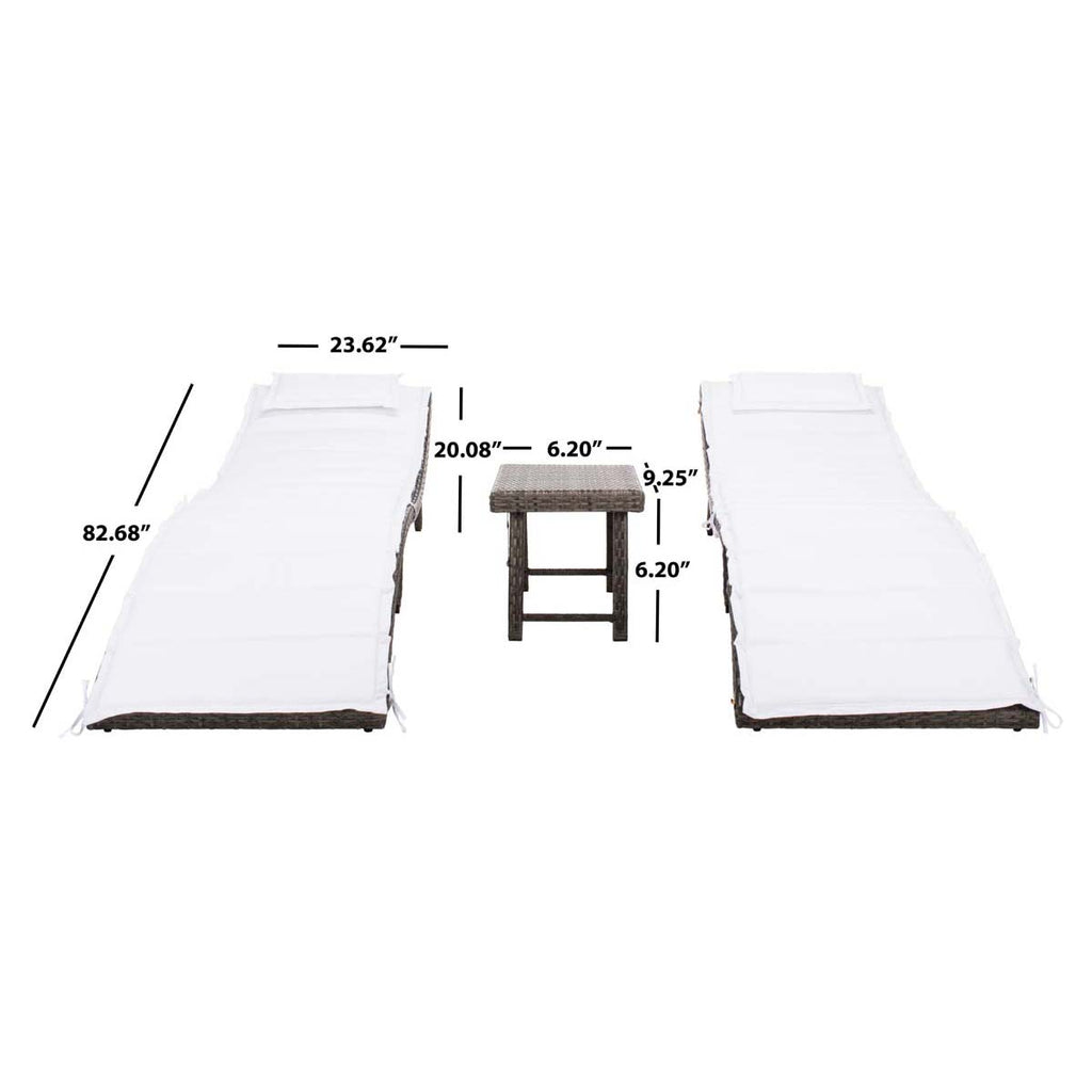 Safavieh Carew 3 Piece Sun Lounger Set - Grey Brown