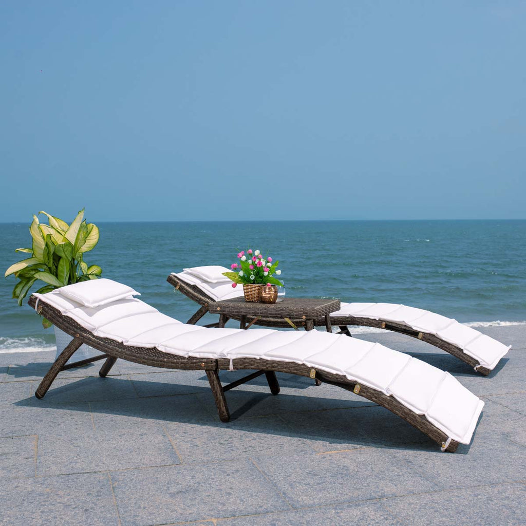 Safavieh Carew 3 Piece Sun Lounger Set - Grey Brown