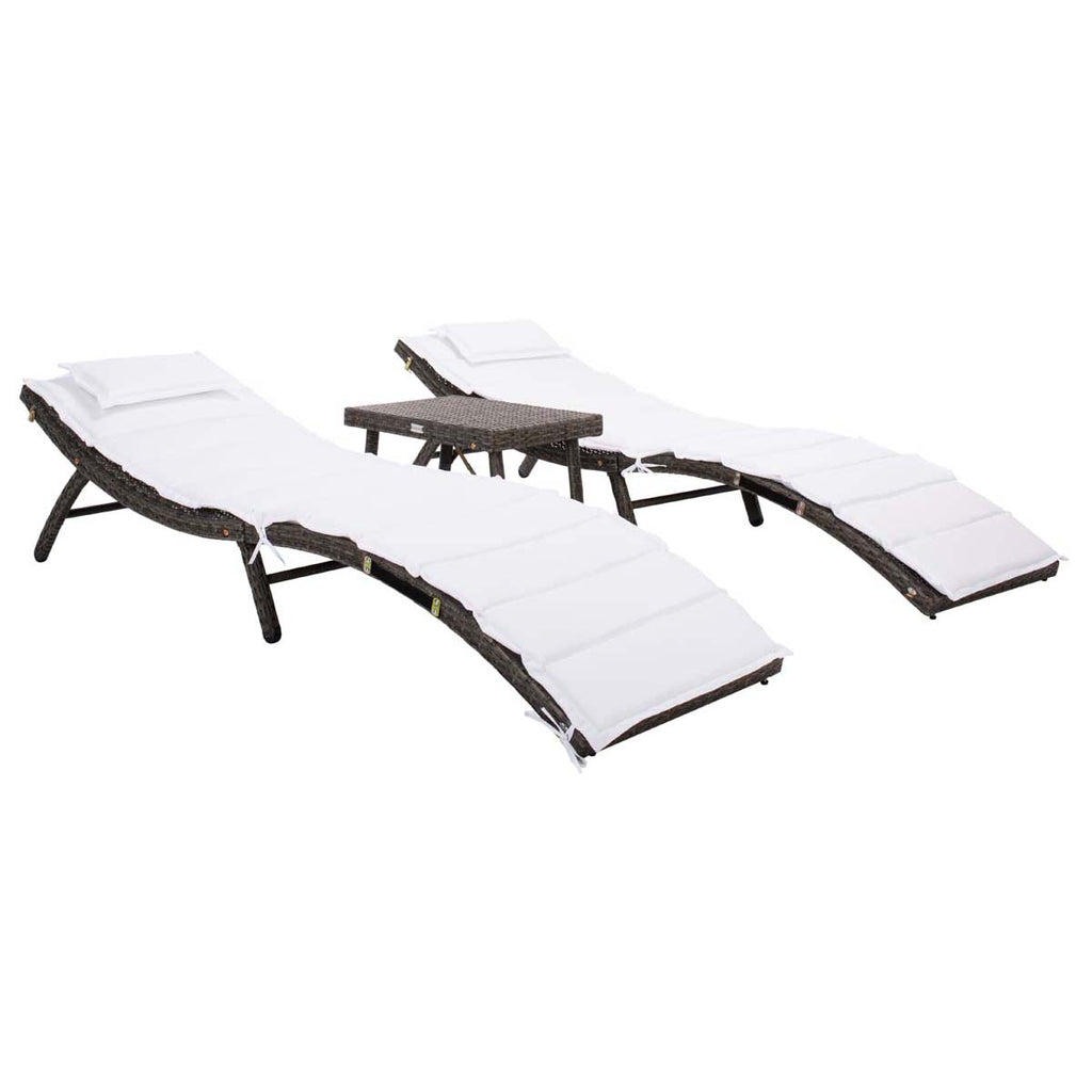 Safavieh Carew 3 Piece Sun Lounger Set - Grey Brown