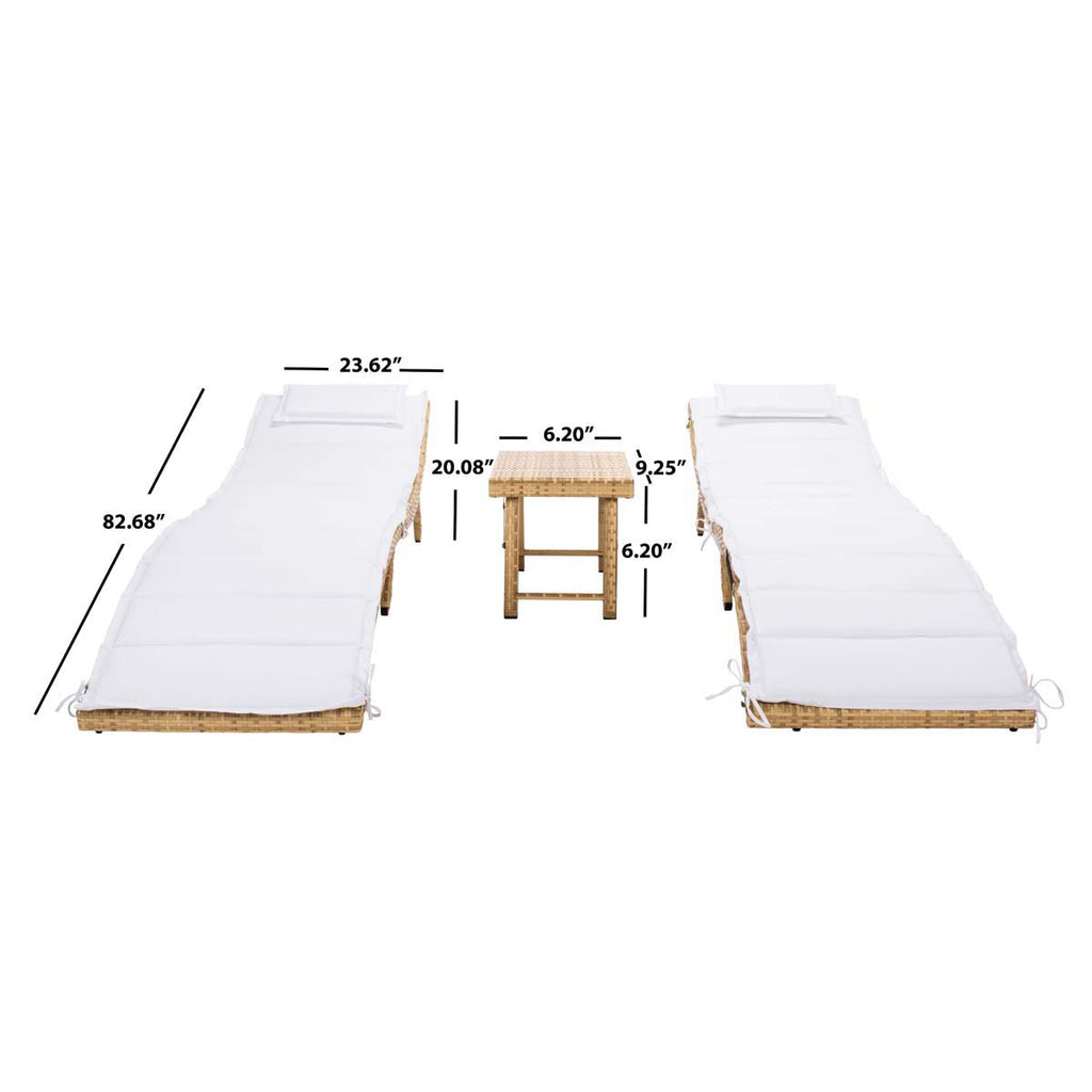 Safavieh Carew 3 Piece Sun Lounger Set - Natural