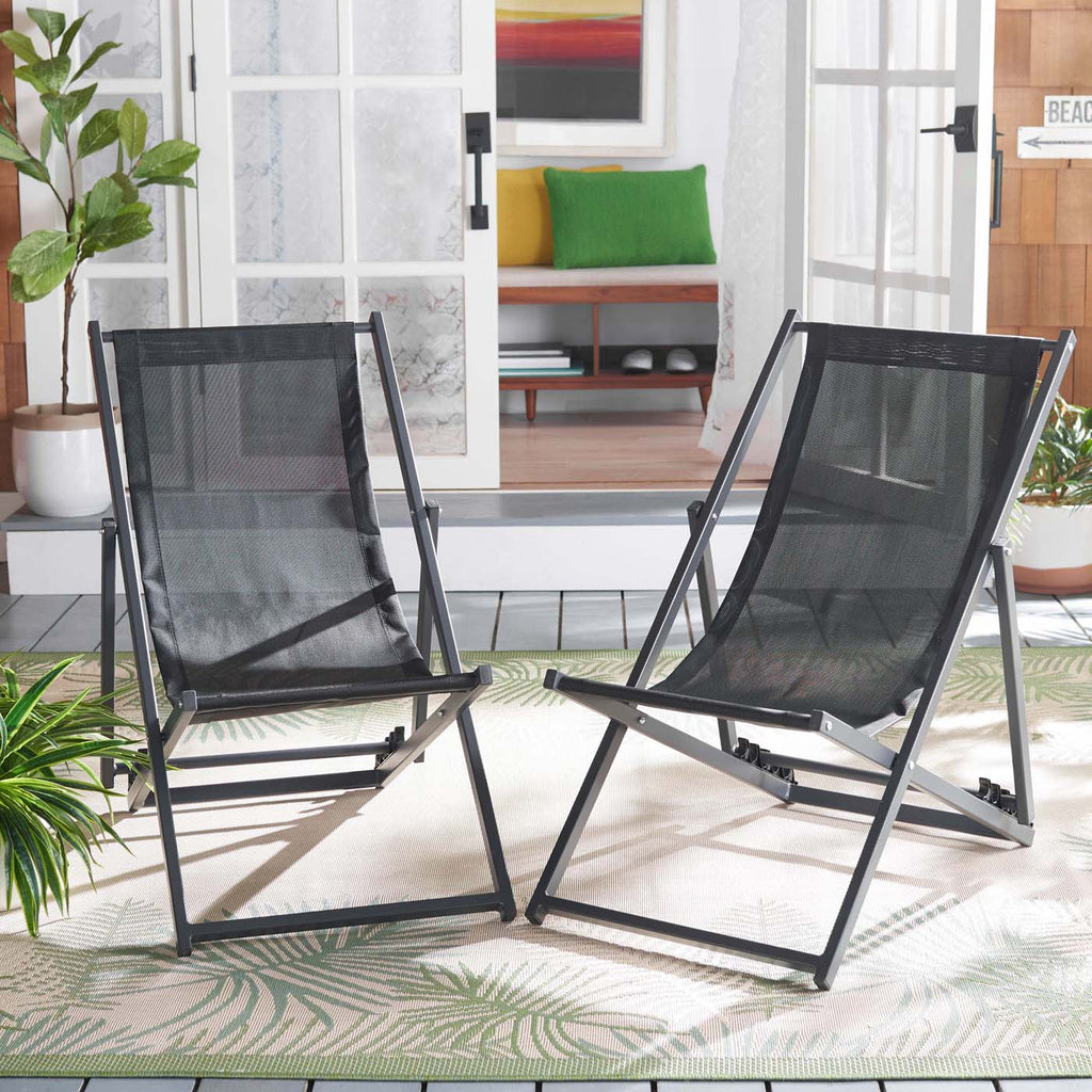 Safavieh Breslin Set Of 2 Sling Chairs - Black / Black