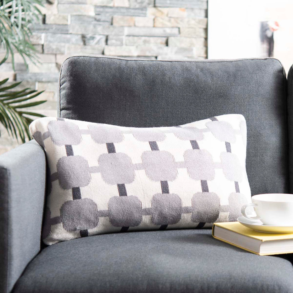 Safavieh Retro Square Pillow - Light Grey/Dark Grey