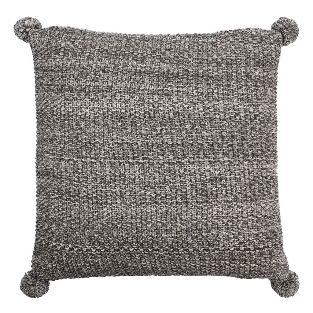 Safavieh Pom Pom Knit Pillow - Dark Grey/Natural