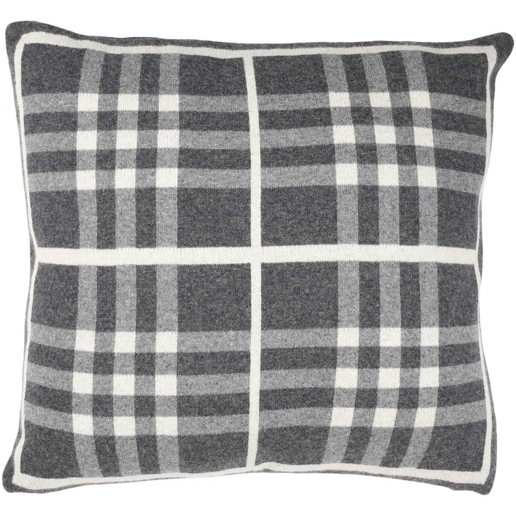 Safavieh Unity Gingham Knit Pillow - Dark Grey/Medium Grey/Ivory