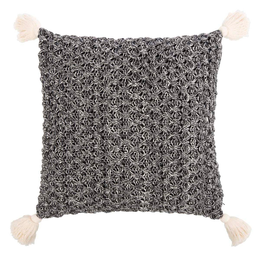 Safavieh Pennie Knit Tassel Pillow - Black/Natural