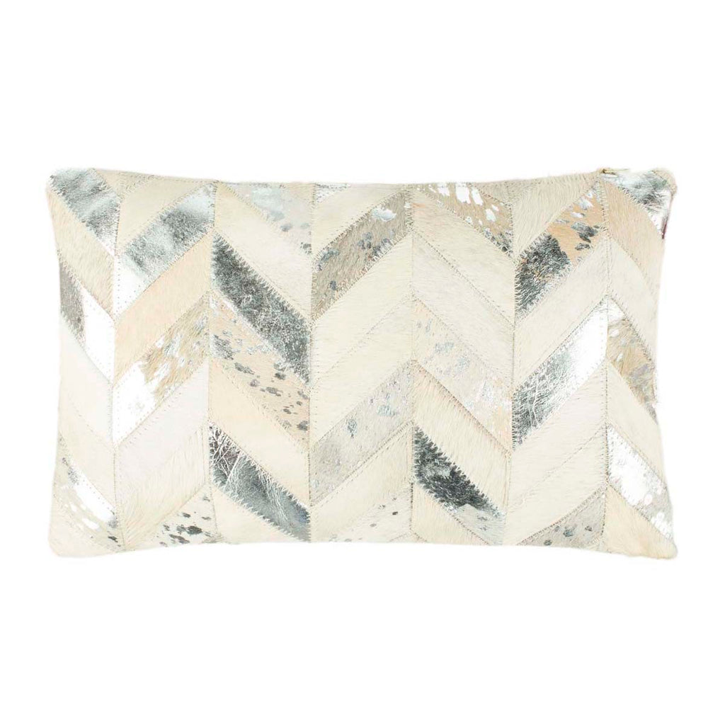 Safavieh Metallic Herringbone Cowhide Pillow - Beige/Gold