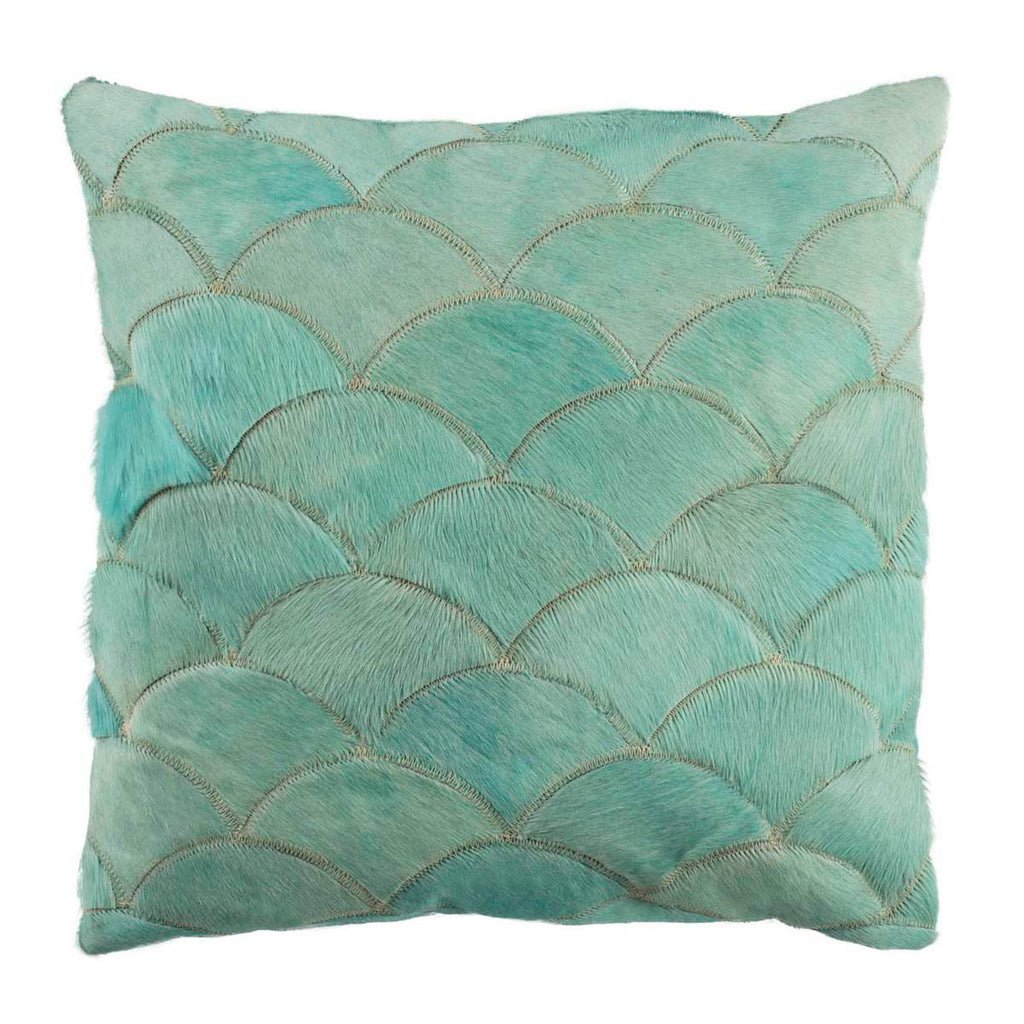 Safavieh Metallic Scale Cowhide 20X20 Pillow - Teal