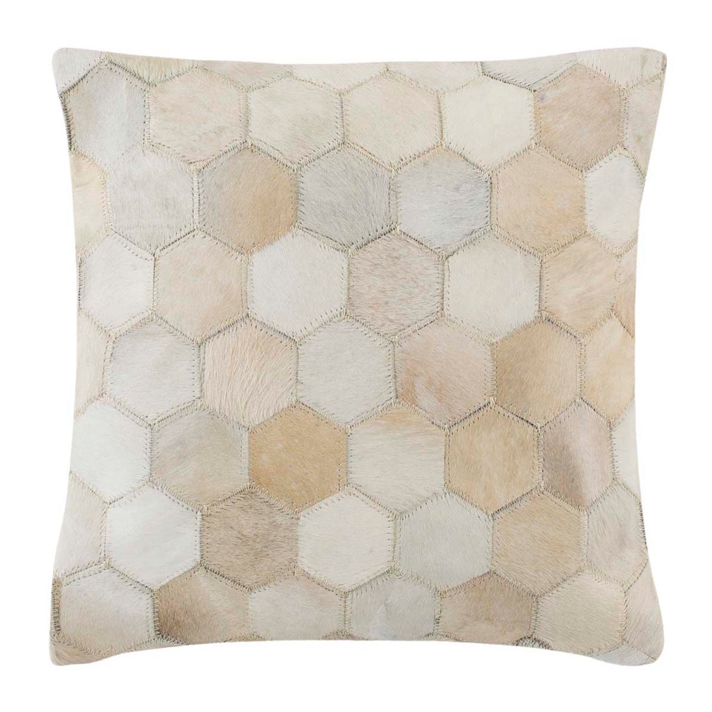 Safavieh Tiled Cowhide Pillow - White