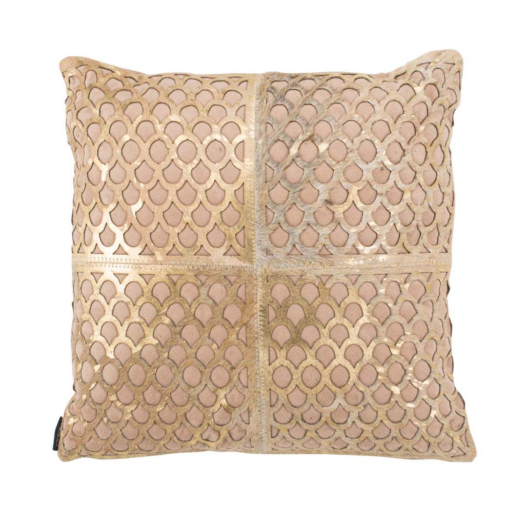 Safavieh Metallic Fin Cowhide Pillow - Beige/Gold