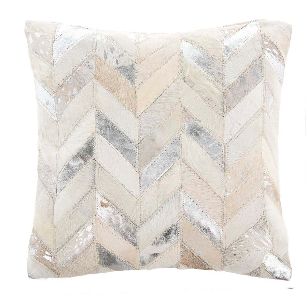 Safavieh Brea Metallic Cowhide Pillow - Silver