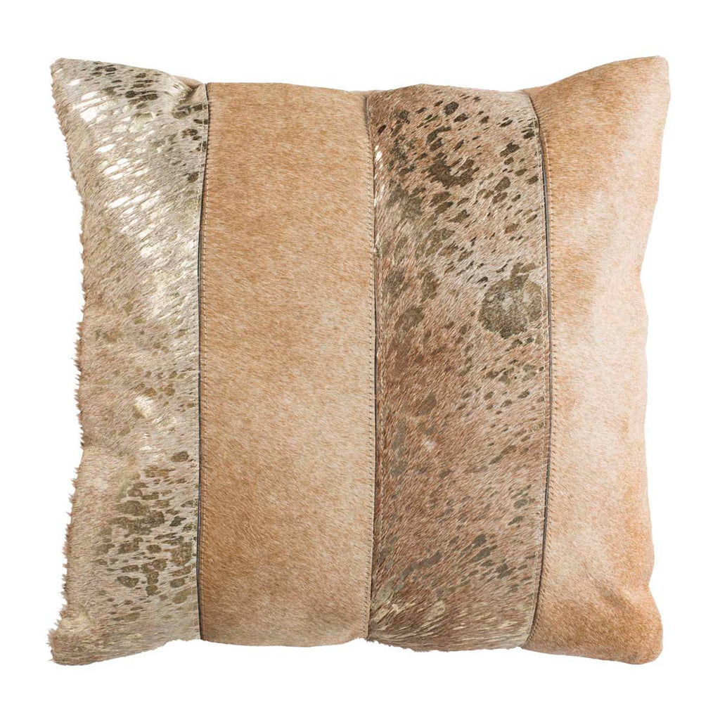 Safavieh Blair Metallic Cowhide 20X20 Pillow - Beige/Gold