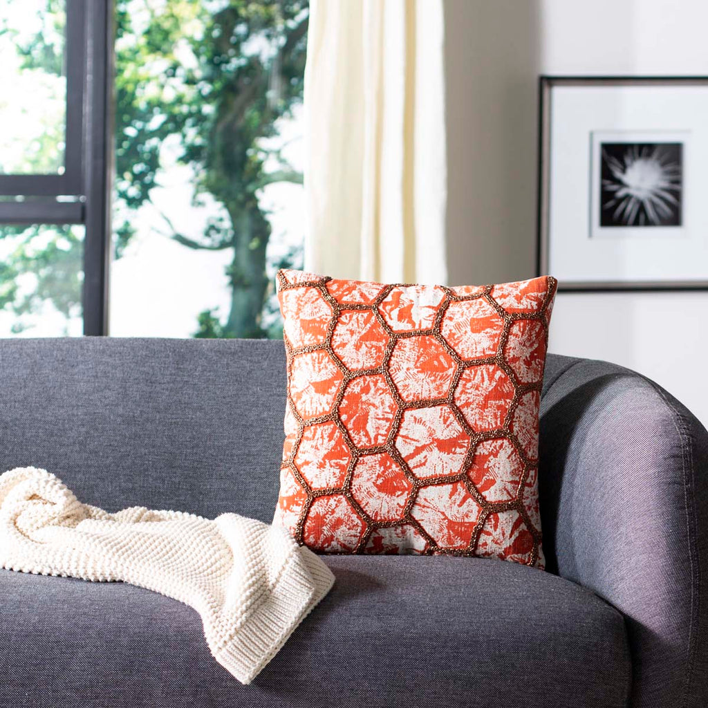 Safavieh Falla Pillow - Orange/White