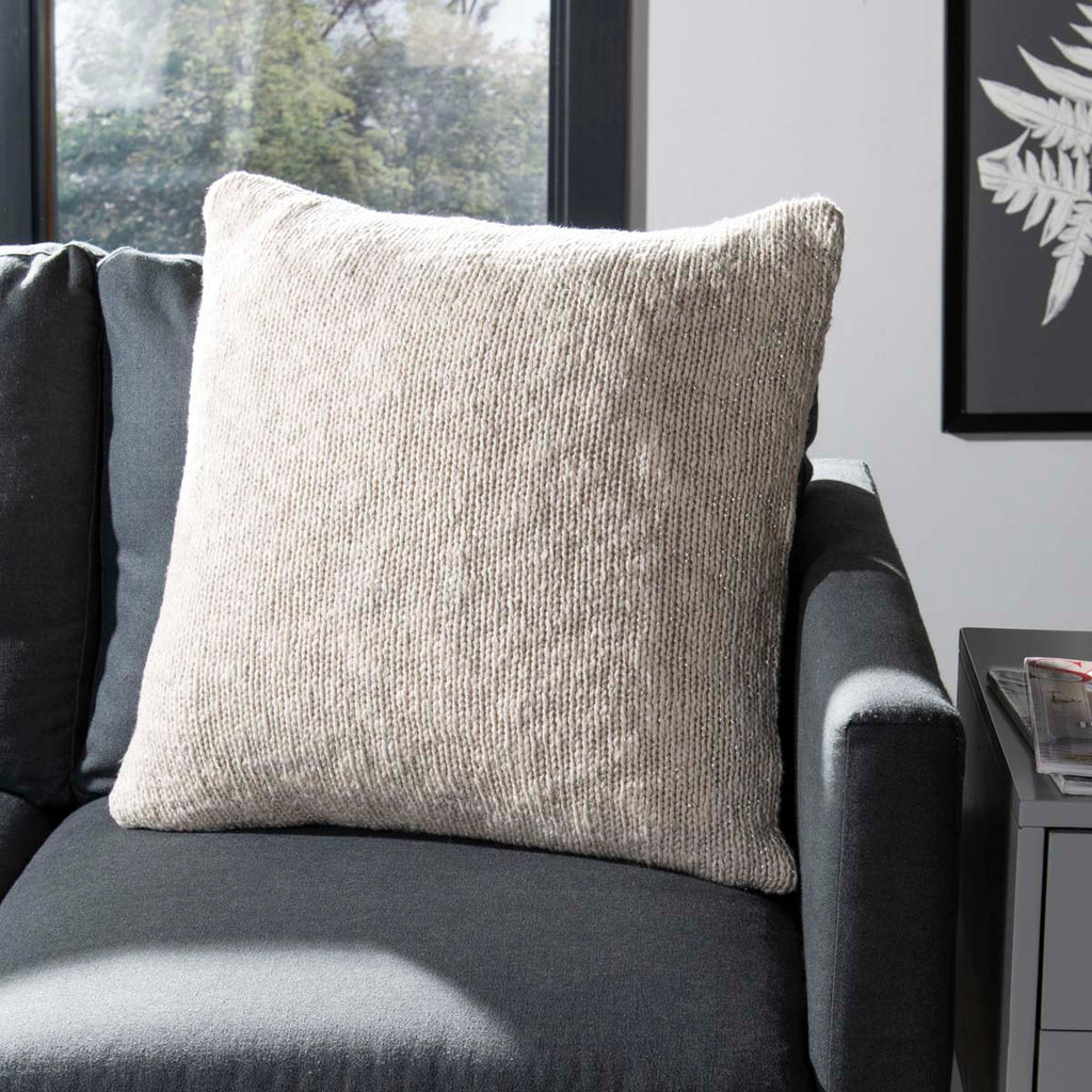 Safavieh Ralen Knit Pillow - Natural/Silver Lurex