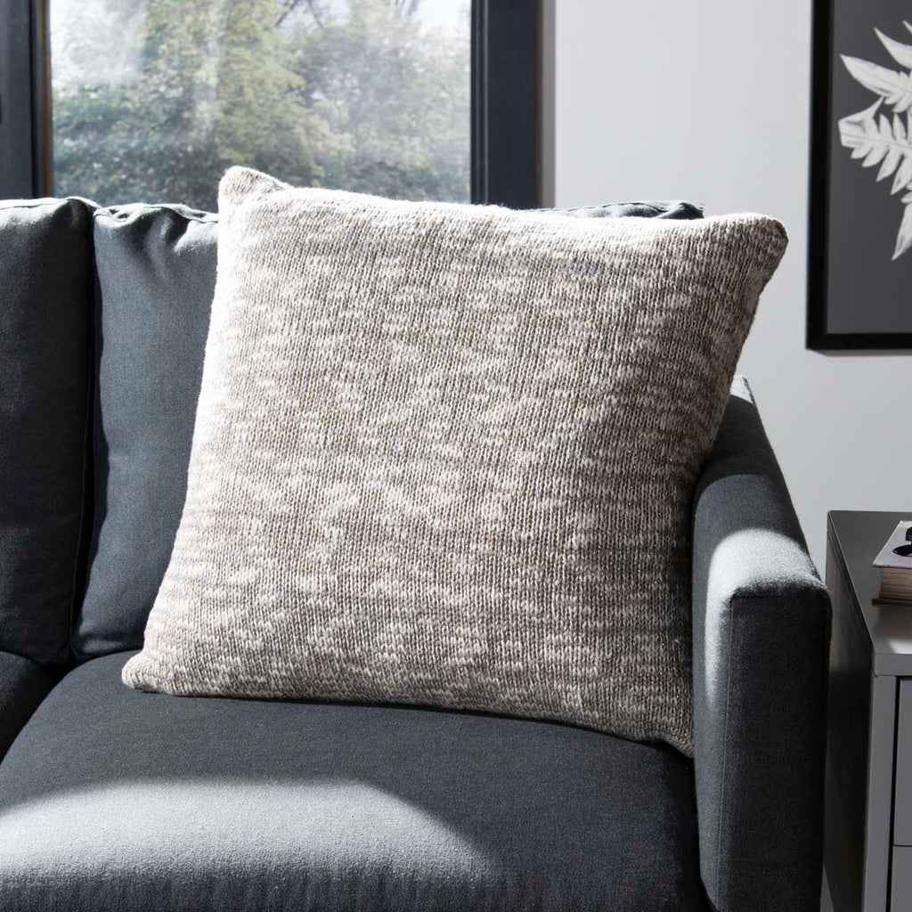 Safavieh Ralen Knit Pillow - Light Grey/Natural/Gold Lurex