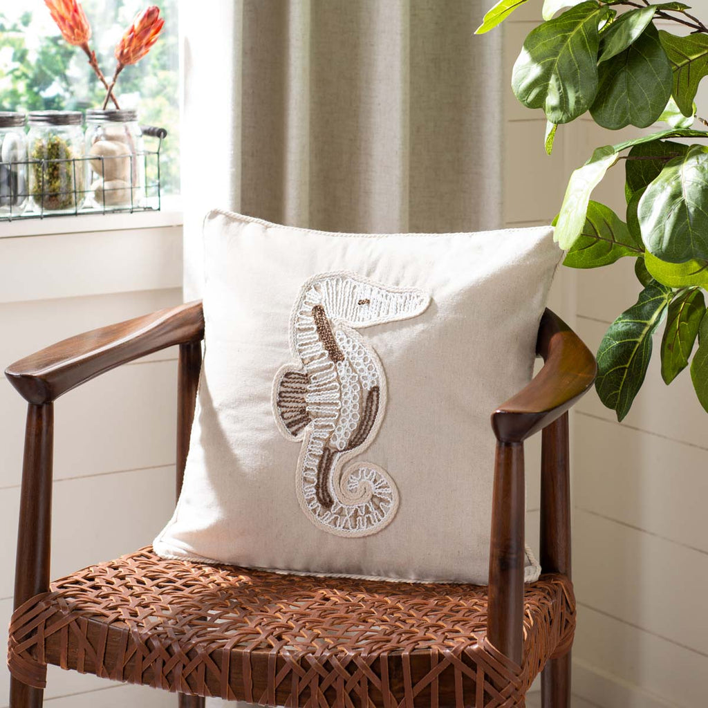 Safavieh Sanden Seahorse Pillow - Natural