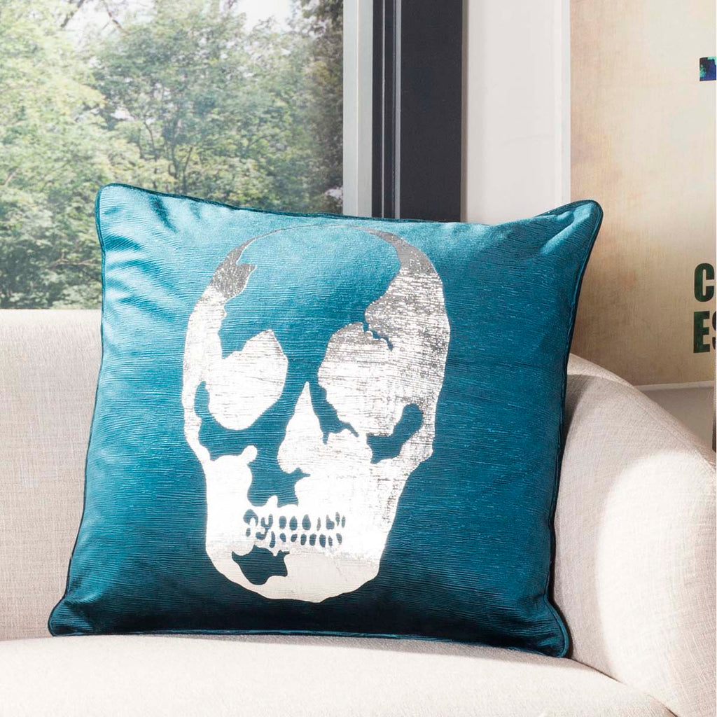 Safavieh Romey Skull Pillow - Dark Green