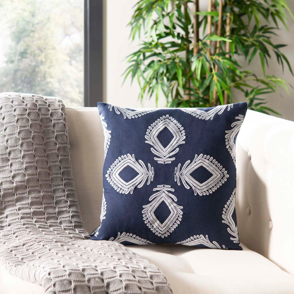 Safavieh Blossom Pillow - Navy/Periwinkle