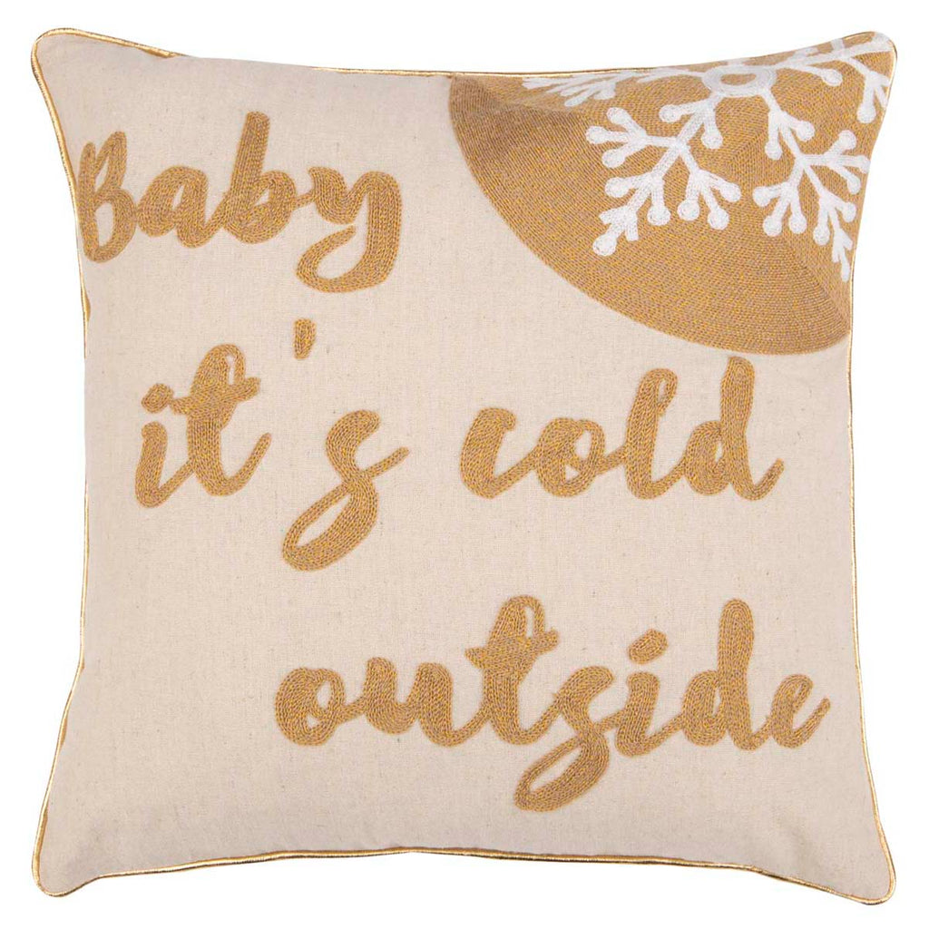 Safavieh Cold Outside Pillow - Beige/Gold