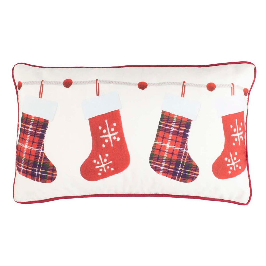 Safavieh Holly Jolly Pillow - Ivory/Red