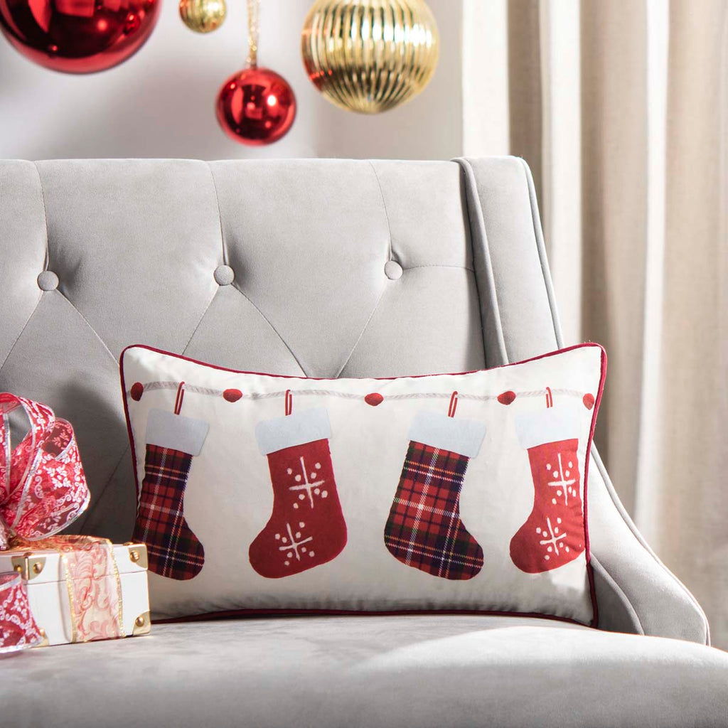 Safavieh Holly Jolly Pillow - Ivory/Red