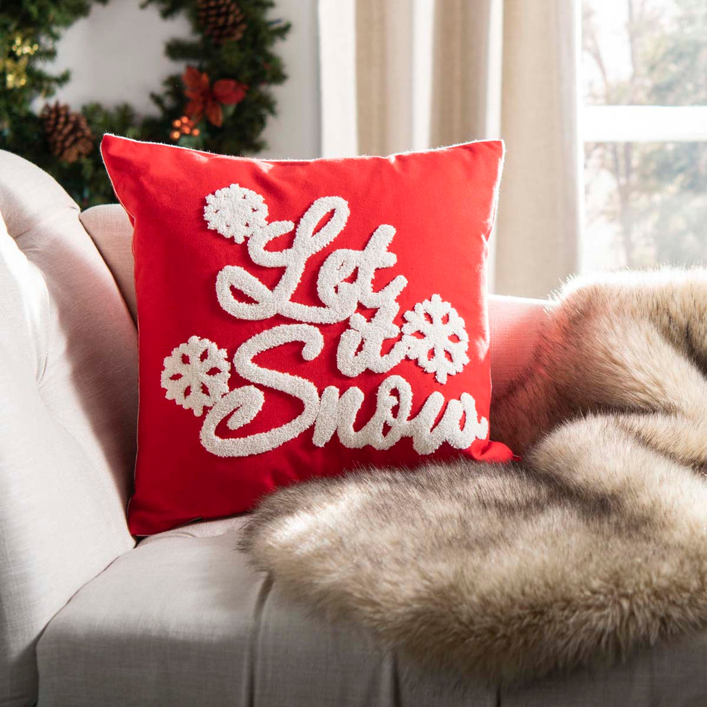 Safavieh Let It Snow Pillow - Red/White