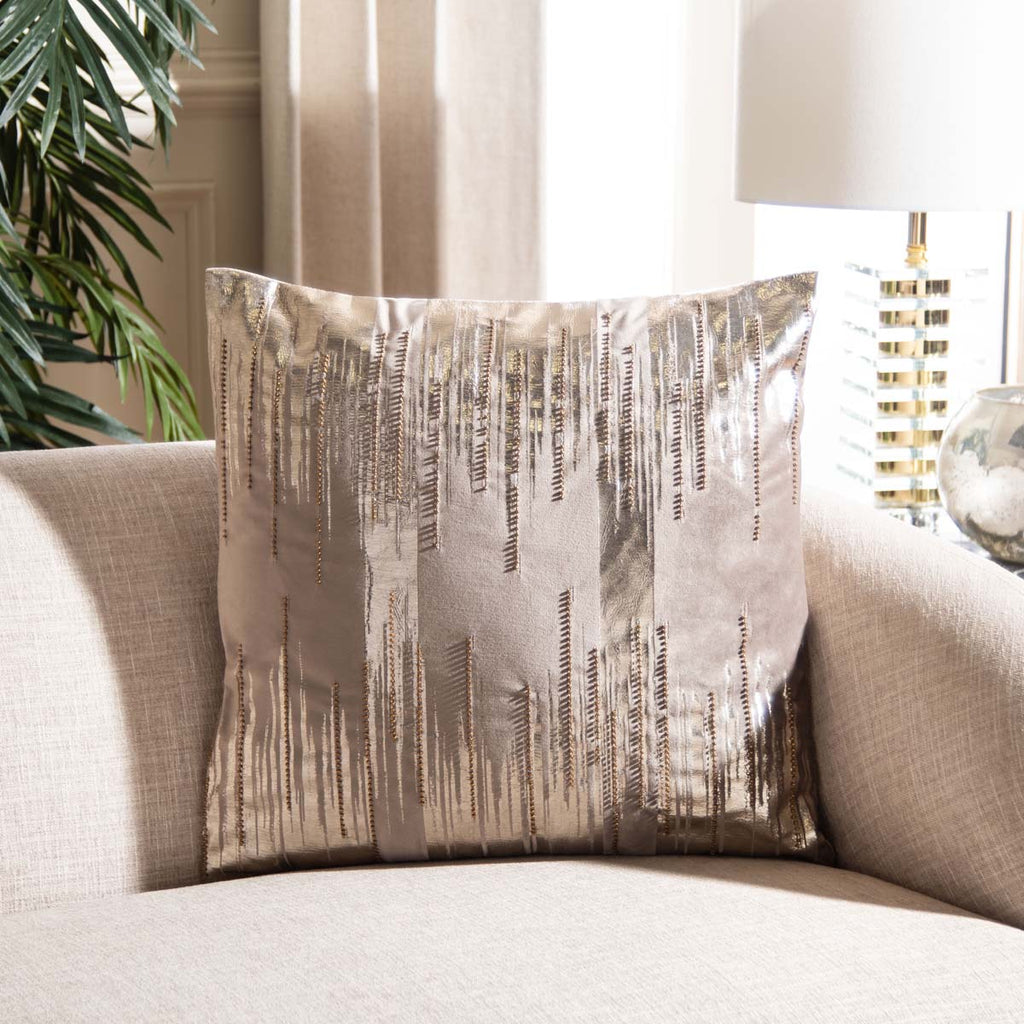 Safavieh Prasla Pillow - Taupe/Gold