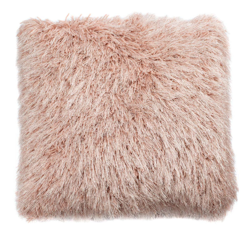 Safavieh Shag Modish Metallic Pillow - Metallic Blush