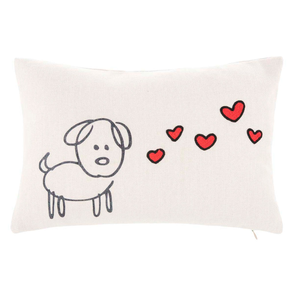 Safavieh Puppy Love Pillow - Cream/Red