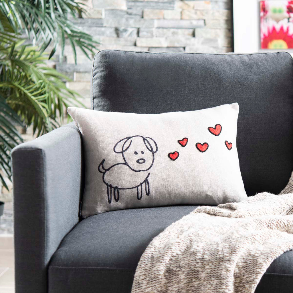 Safavieh Puppy Love Pillow - Cream/Red