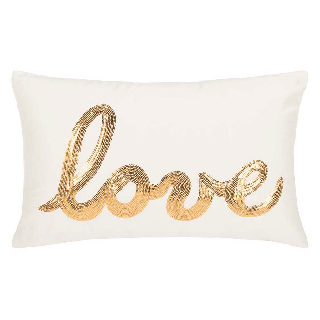 Safavieh First Comes Love Pillow - Gold/Cream