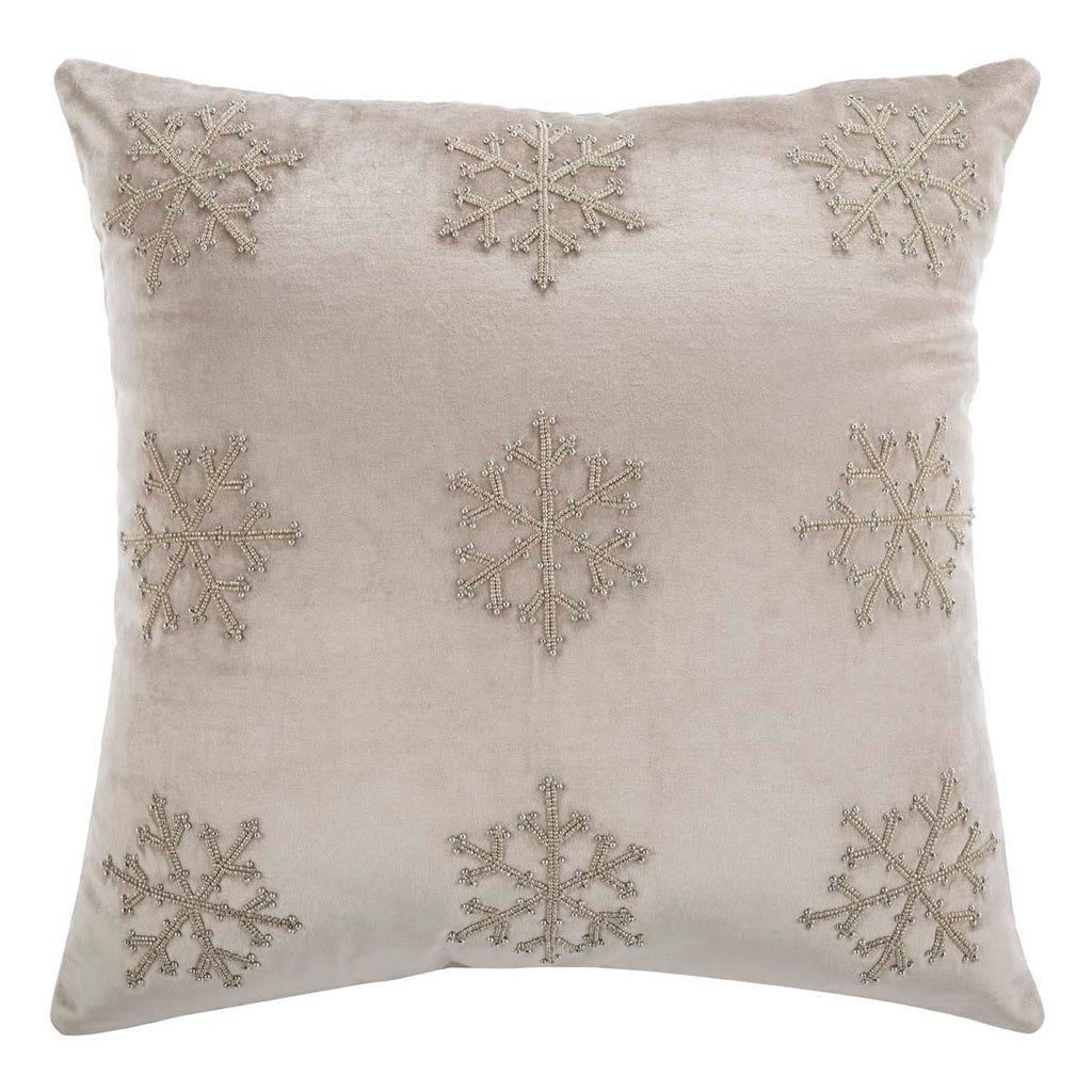 Sydnee Snowflake Pillow | Safavieh - Beige/Silver