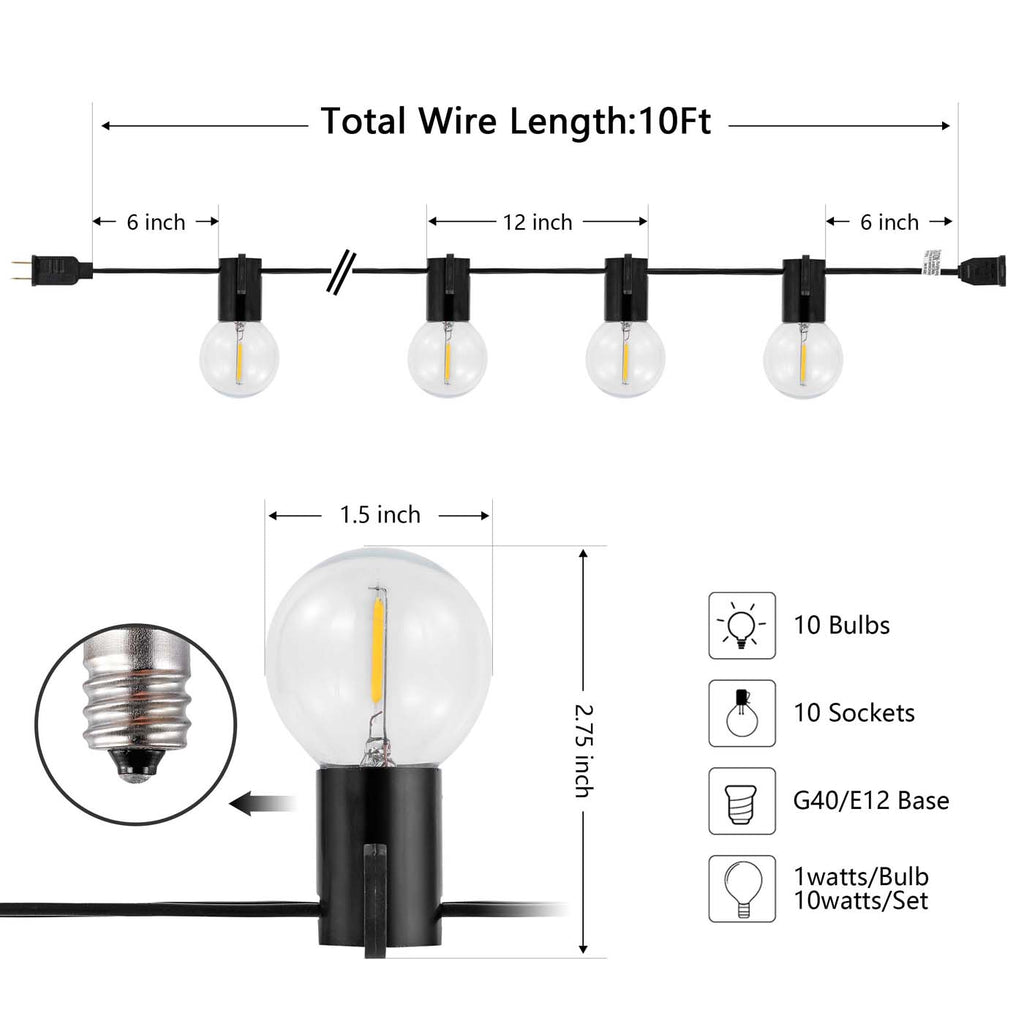 Safavieh Huron LED Outdoor String Lights - Black