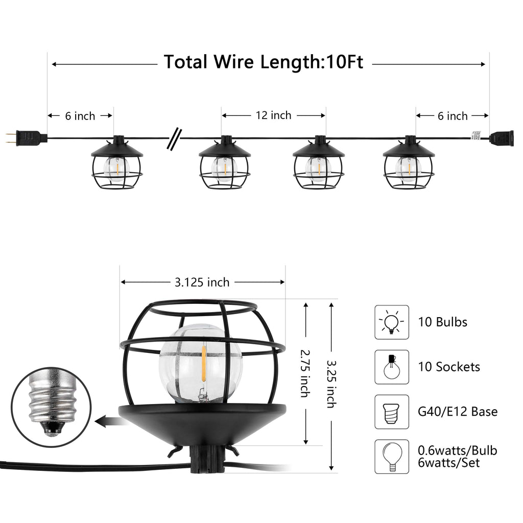 Safavieh Agitha Led Outdoor String Lights - Black