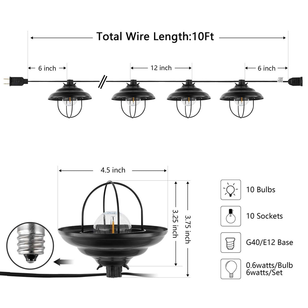 Safavieh Aislin LED Outdoor String Lights - Black