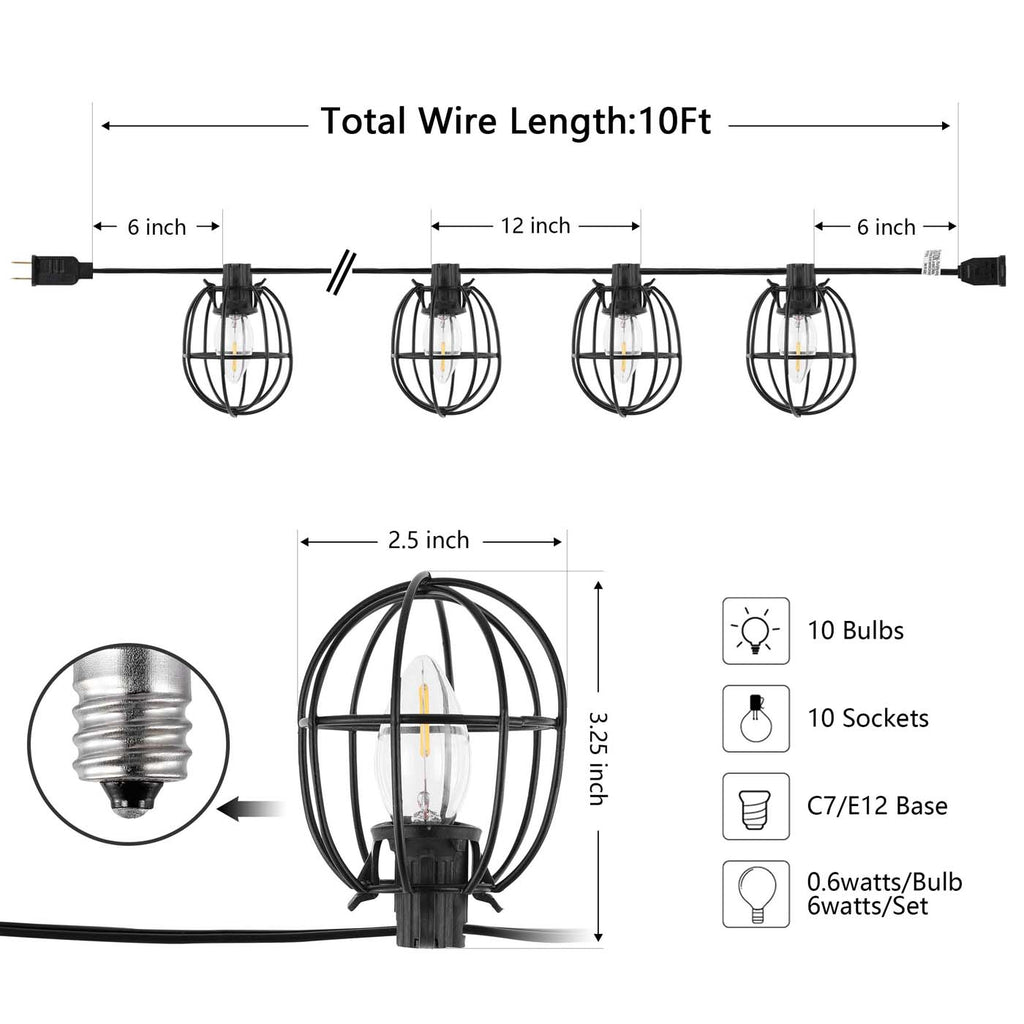 Safavieh Garnet LED Outdoor String Lights - Black